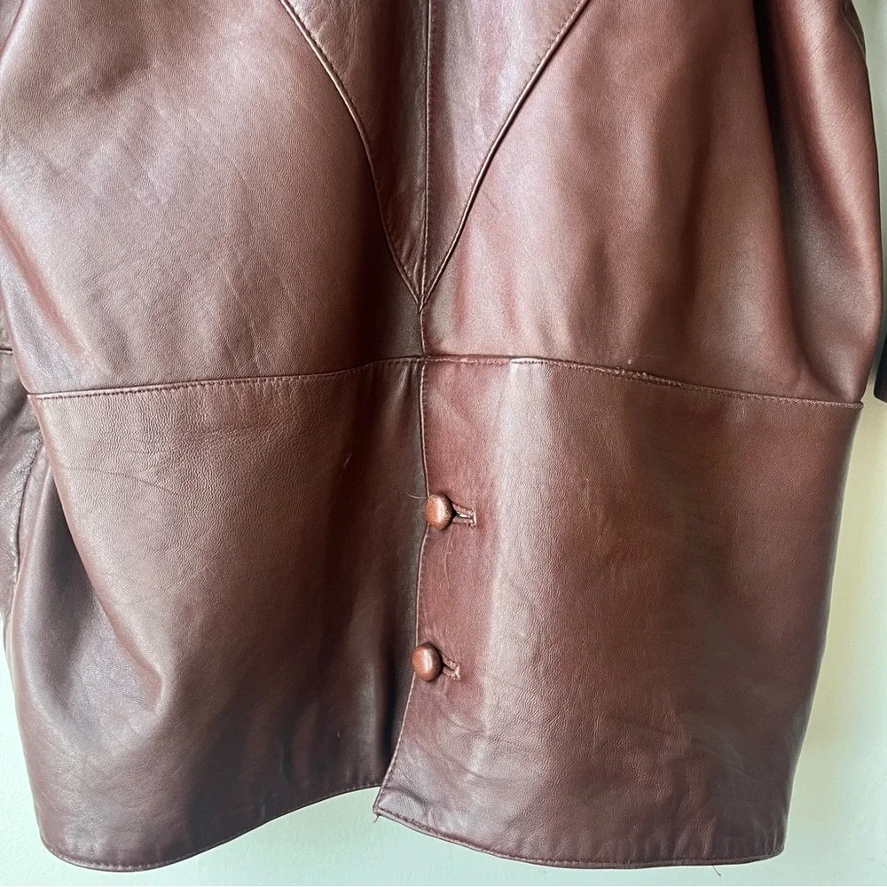 Vintage Real Leather Oversized Blazer Jacket | Brown | Size S grunge streetwear - Picture 7 of 12